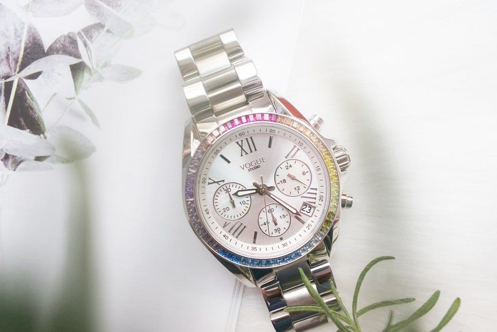 【穿搭購物】2019 VOGUE STUDIO 晶彩璀璨系列女錶,白貝殼三眼,打造最閃耀的妳,情人節禮物推薦