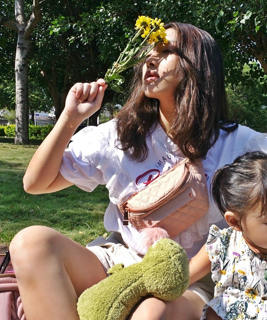 【流行穿搭】帶著精品HAPP媽媽包出遊嘍,Paige carryall 乾燥玫瑰 + Fefe fanny pack 乾燥玫瑰